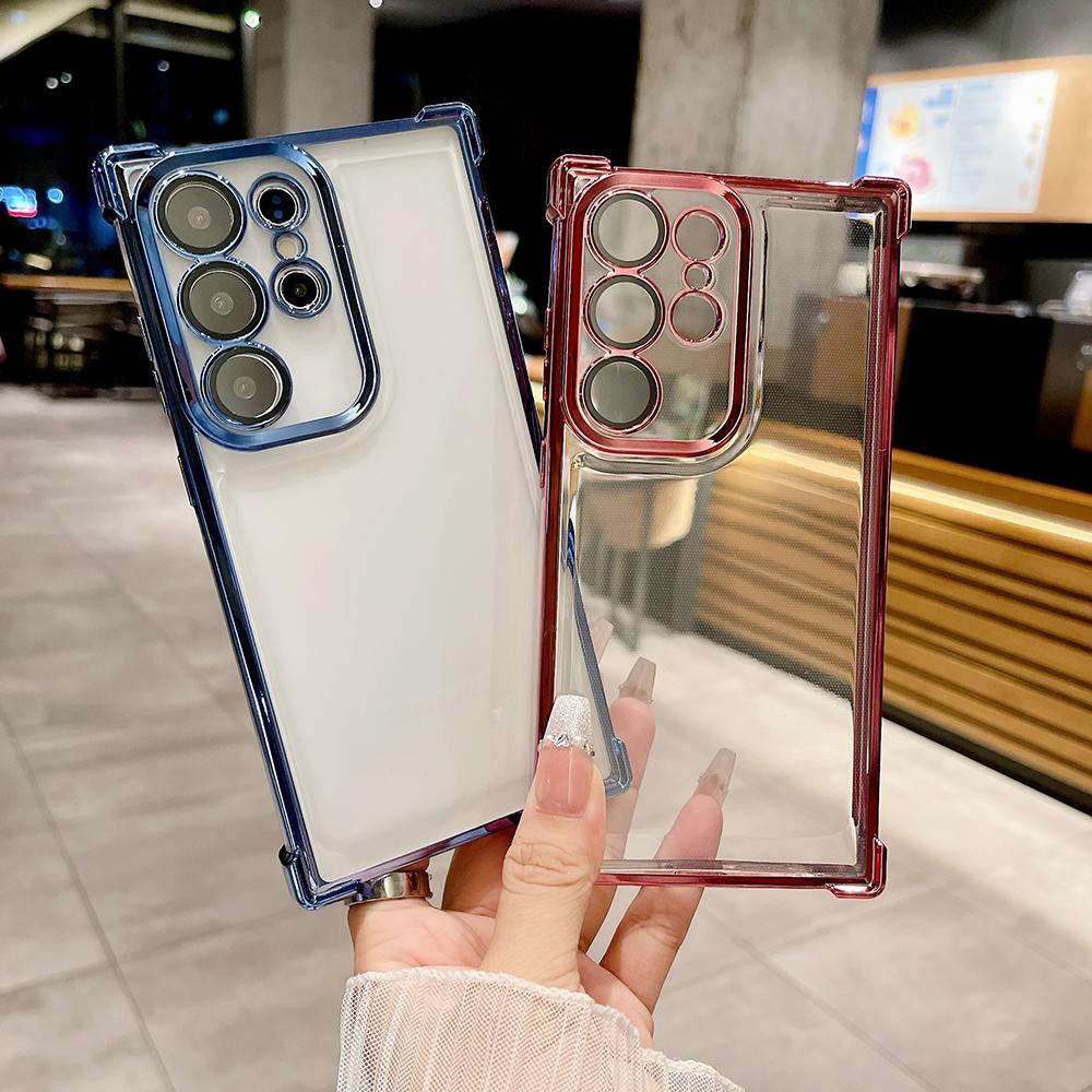 Custodie protettive trasparenti anti-caduta con quattro angoli elettrolitici per iPhone Samsung Huawei Honor Xiaomi Redmi OPPO Realme Vivo Infinix Tecno