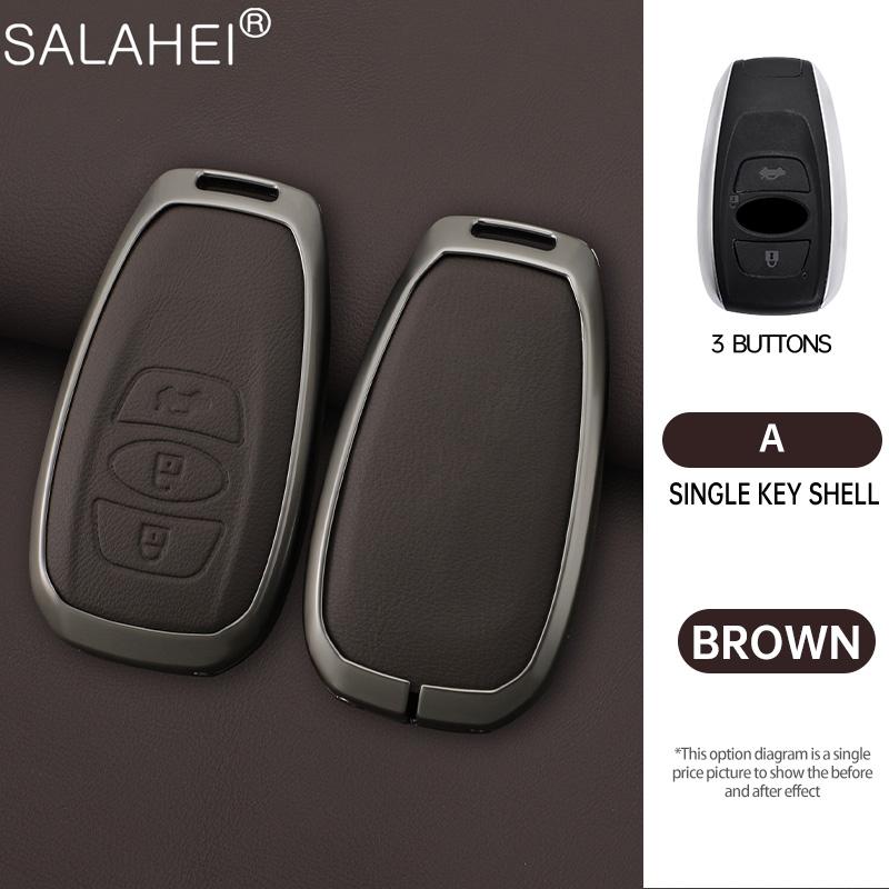 Leather Car Key Case Cover For Subaru Brz Sti Xv Sv Forester Legacy Outback Crosstrek Impreza Wrx Ascent Keychain Accessories