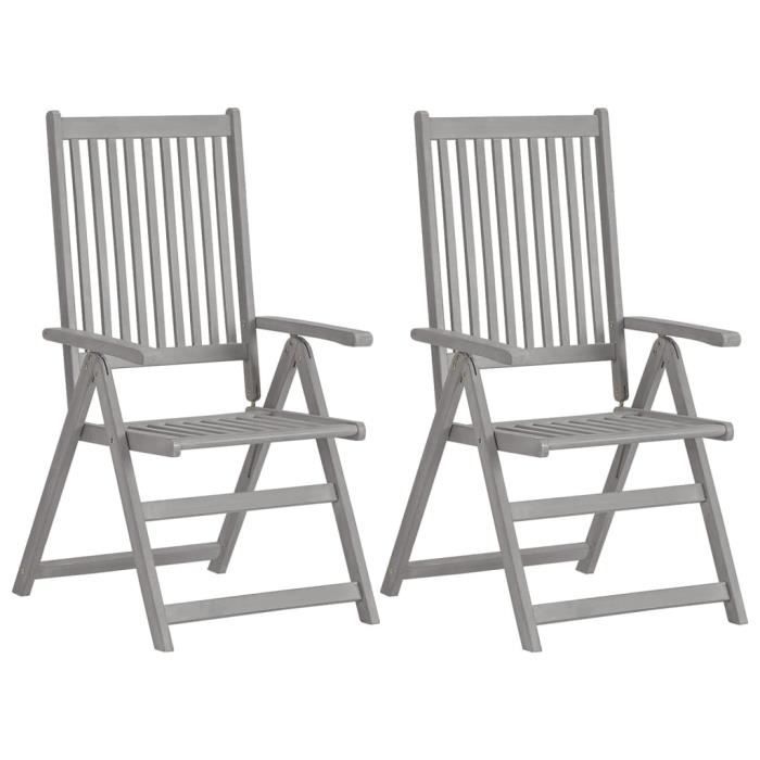 VidaXL Chaises inclinables de jardin, 2 pcs avec coussins Bois d'acacia.
