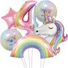 6pcs ainbow Unicorn Aluminum Balloon 32inch Gradient Number Balloon Unicorn Party Supplies Unicorn Party Decoration Baby Shower