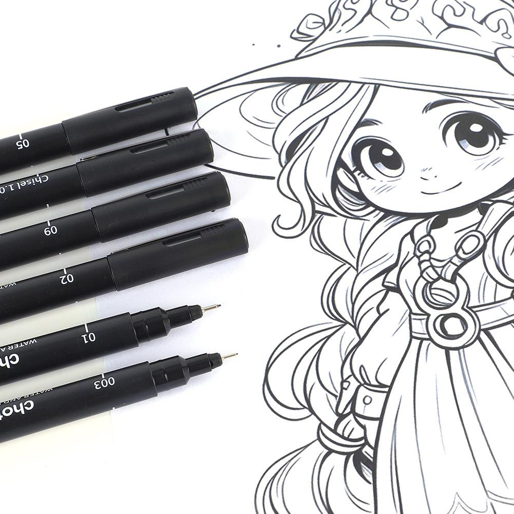 3-15PCS/Set Black Fine Point Pen Waterproof Ink Line Drawing Pen for Artist Illustration Sketching Anime Manga Technical Drawing
