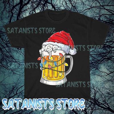 New Beer Christmas Mug Santa Reinbeer Logo Men's T-shirt Funny Size S To 5XL