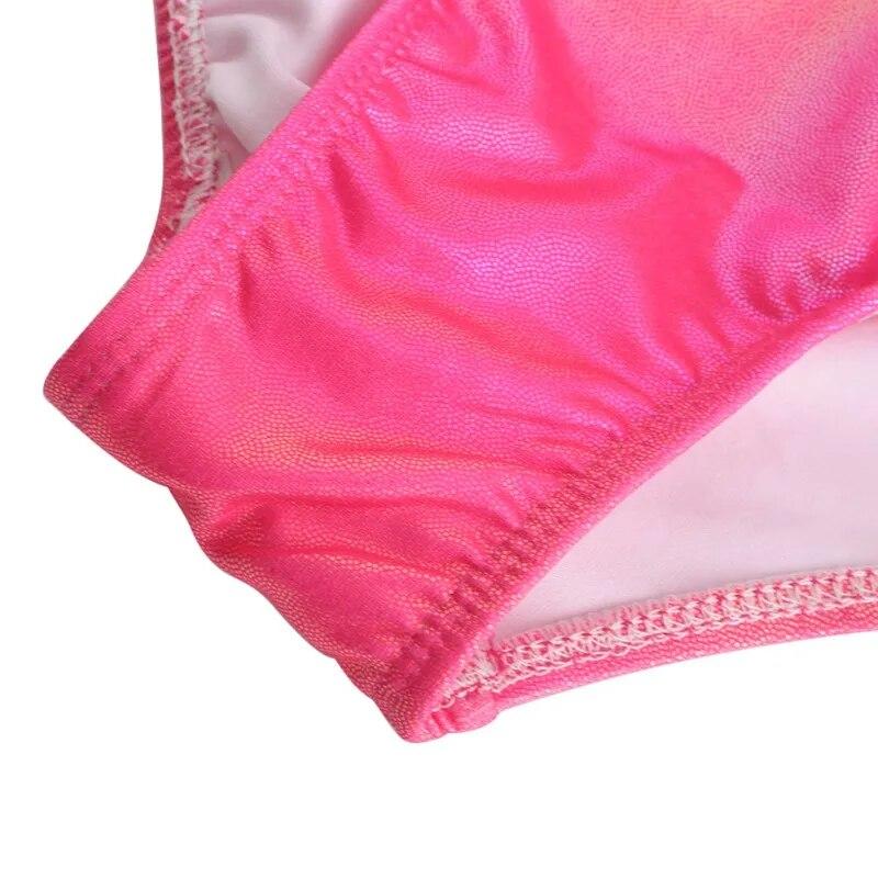 Mâneci lungi imprimate Balet Practică Dans Îmbrăcăminte Pentru Fete Copii Gimnastica Body Costume Roz