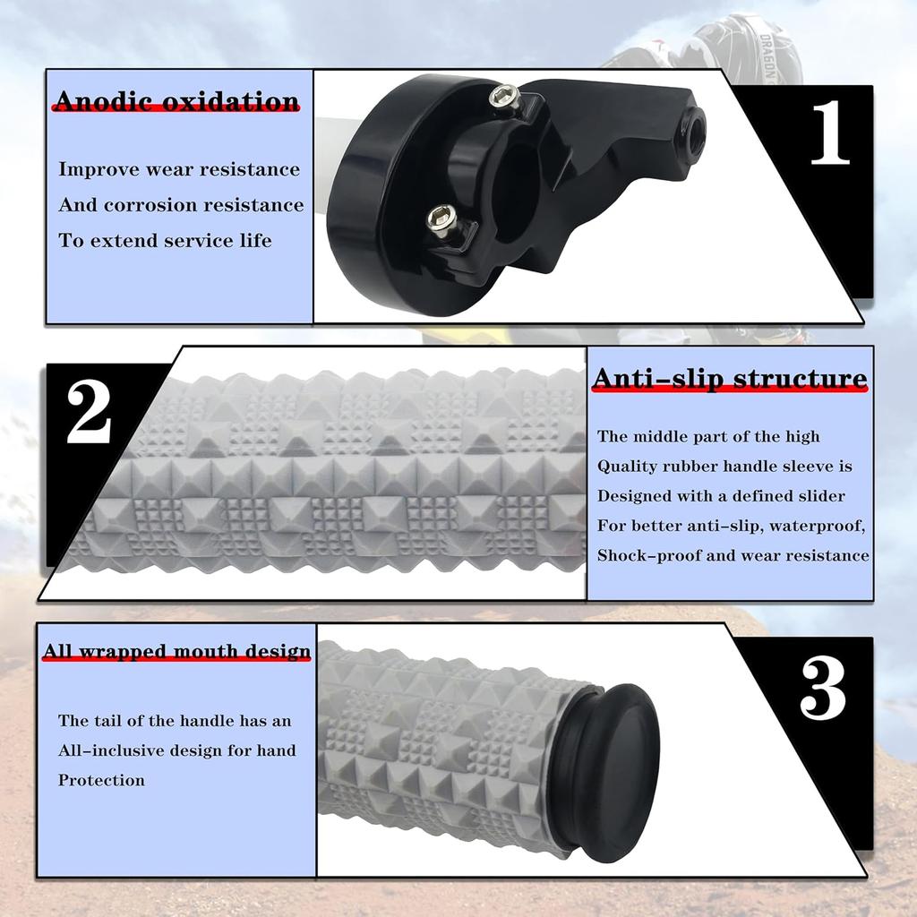 22Mm 7/8" Throttle Twists Grip With Throttle Cable Upgraded Universal For Off-Road Motorcycle 250 Dirt Pit Motor Mini Bike YCF CRF70 TTR SSR KLX110