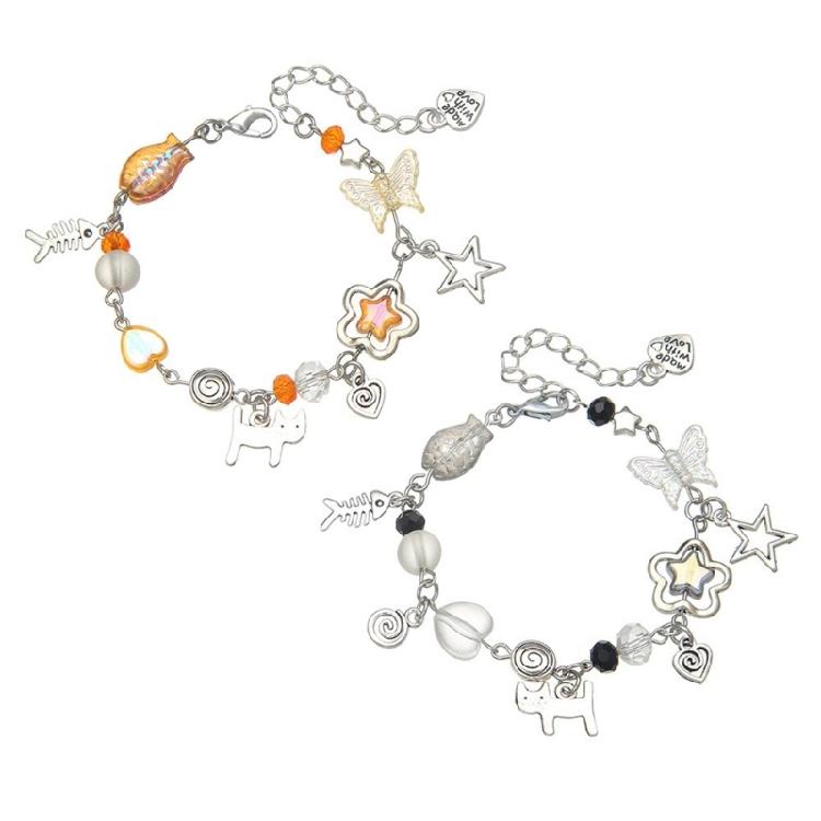1 Pair Friendship Bracelet Beaded Bracelet Moon Sun Jewelry Alloy Texture Adjustable Beaded Bracelet for Daily and Party