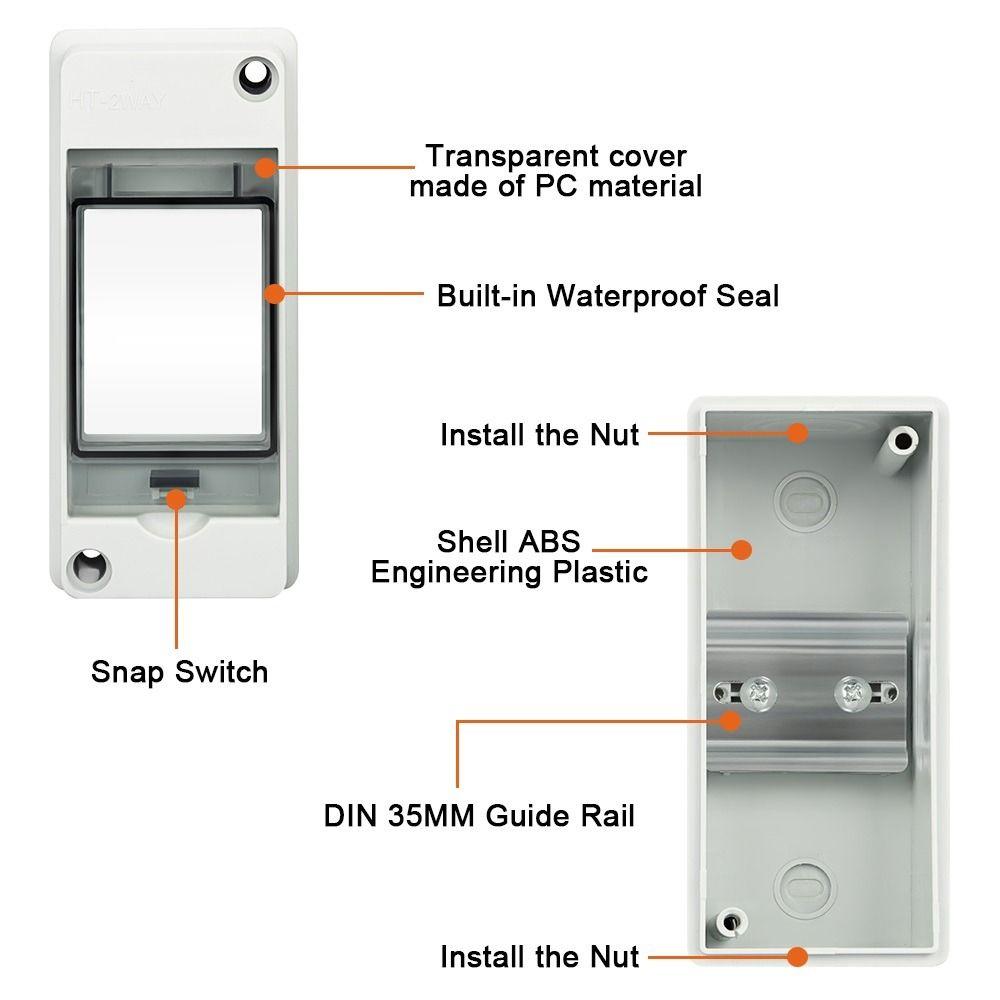 1Pcs 2 Way Breaker Box IP65 Waterproof Solar Junction Box Durable Air Switch Box  for 2P Breaker