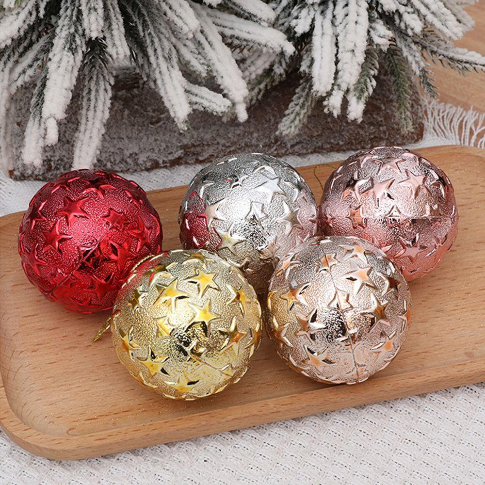 6pcs 6cm Star Christmas Balls Set Colorful Xmas Tree Pendants Home New Year Gift