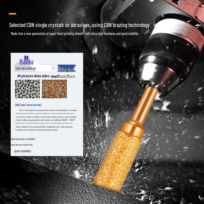 Brazed Bullet Diamond Grinding Bit for Cast Iron, 6mm Shank, 15 Polishing