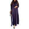 MQ178 Elegant Purple Modest Muslim Cardigan Abaya Long Sleeve Dress
