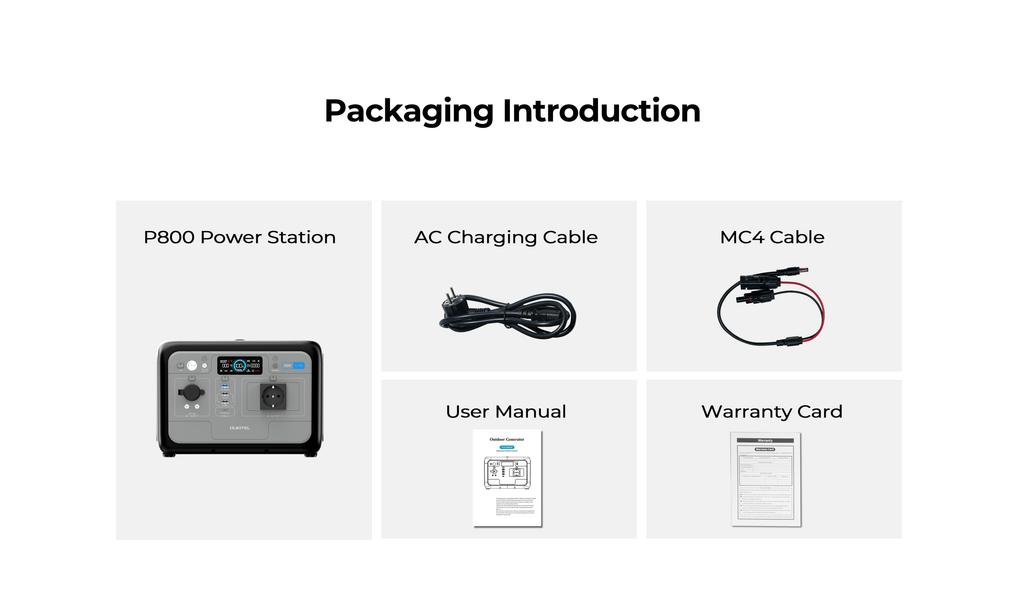 OUKITEL P800 800W Portable Power Station, 512Wh LiFePO4 Battery, AC Fast Charging, Solar Generator for Outdoor Camping Emergency