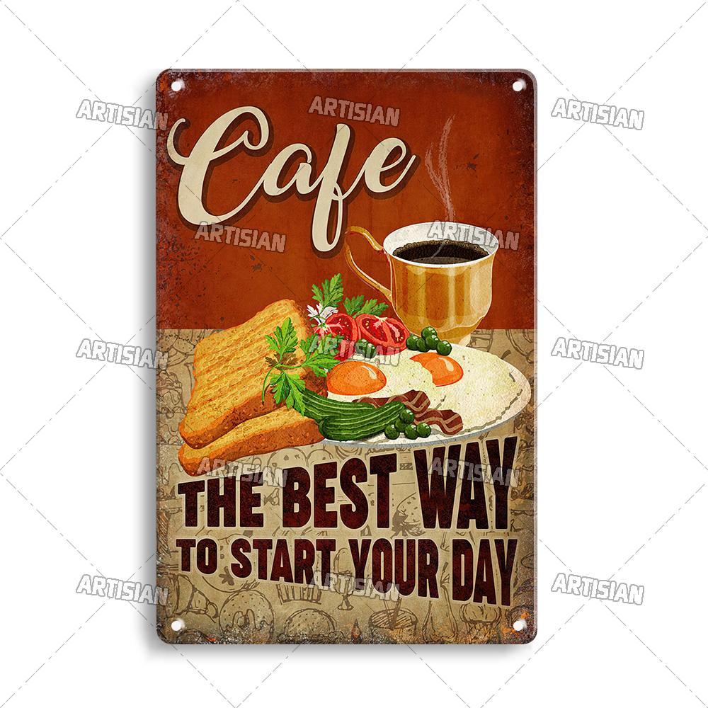 Artisian Coffee Metal Plaque Cute Animal Tin Sign Drinking Funny Decorative Plate Wall Decor Garage Bar Pub Club Hotel Cafe
