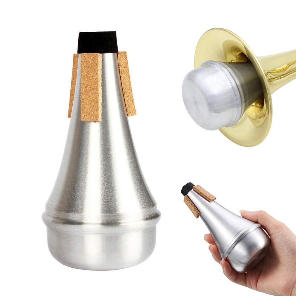 Dreld Trumpet Silencer, Straight Mute, for Home Practice, Silences Sound, Aluminum Alloy, Reduces Volume, Absorbs Sound, Prevents Indoor Noise,