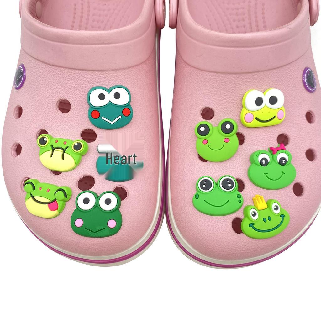 10-Piece Cartoon Frog Croc Charms Set for Fun DIY Sandal and Slipper Decor