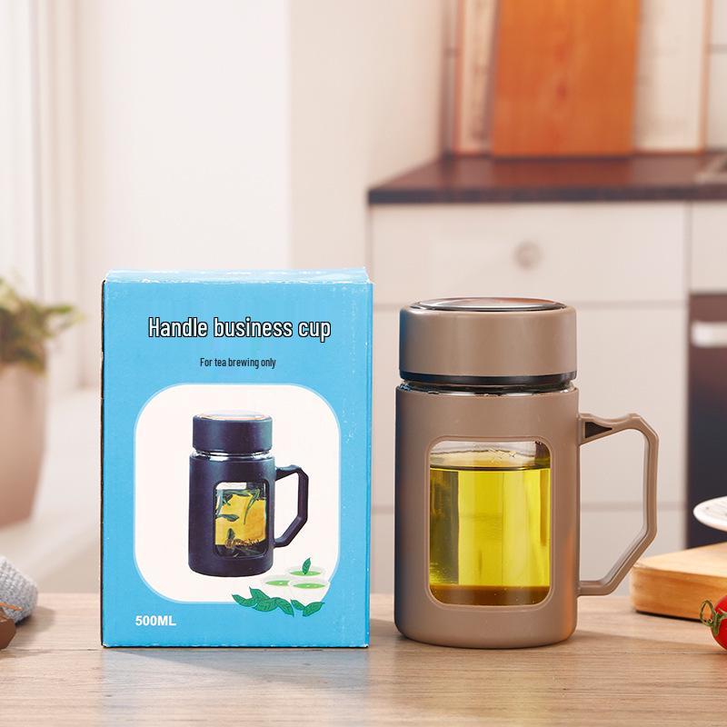 Large Capacity Insulated Glass Water Cup with Portable Tea Infuser