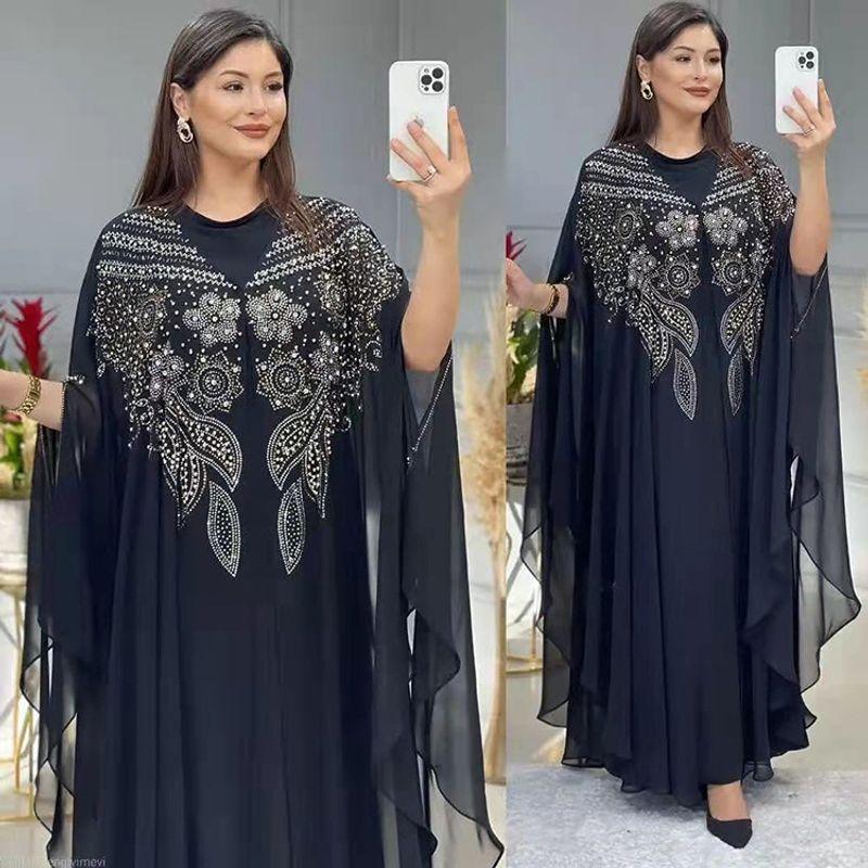 Indonesia Middle East Amazon Robe Europe and America Cross Border Length Dress New Arrival Gown Plus Size Sequin Embroider Dress