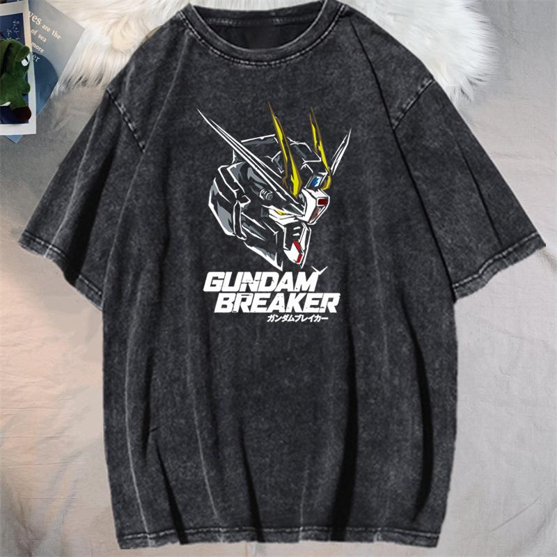 Anime GUNDAM Barbatos Graphic Printed Tshirt Mens and Womens Washed Tshirt High Quality Vintage Cotton Tshirt YK Top