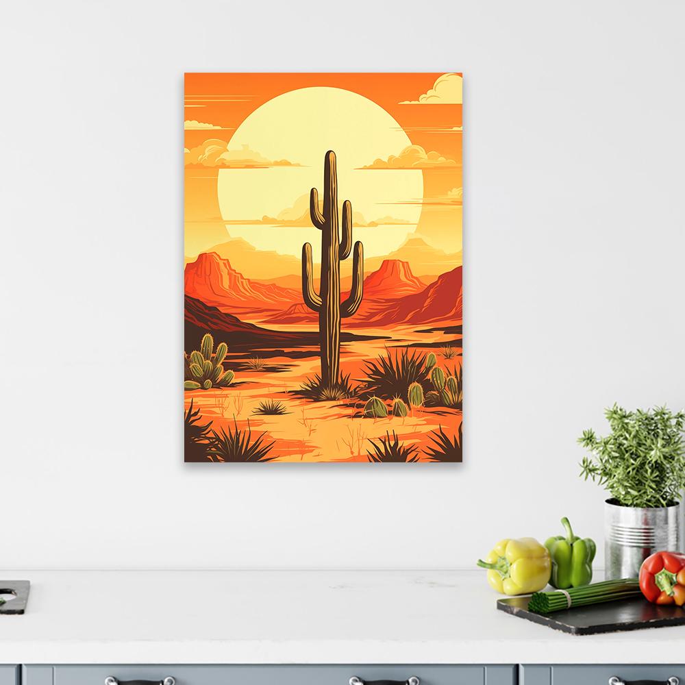 Mexican Cactus Print Colorful Cactus Watercolor Poster Boho Cactus Print Mexico Nature Landscape Botanical Canvas Painting