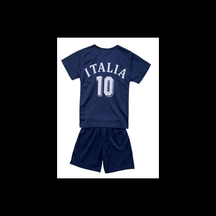 Kids' Italian Style Football Set - Navy Blue Shirt and Shorts - - Blue