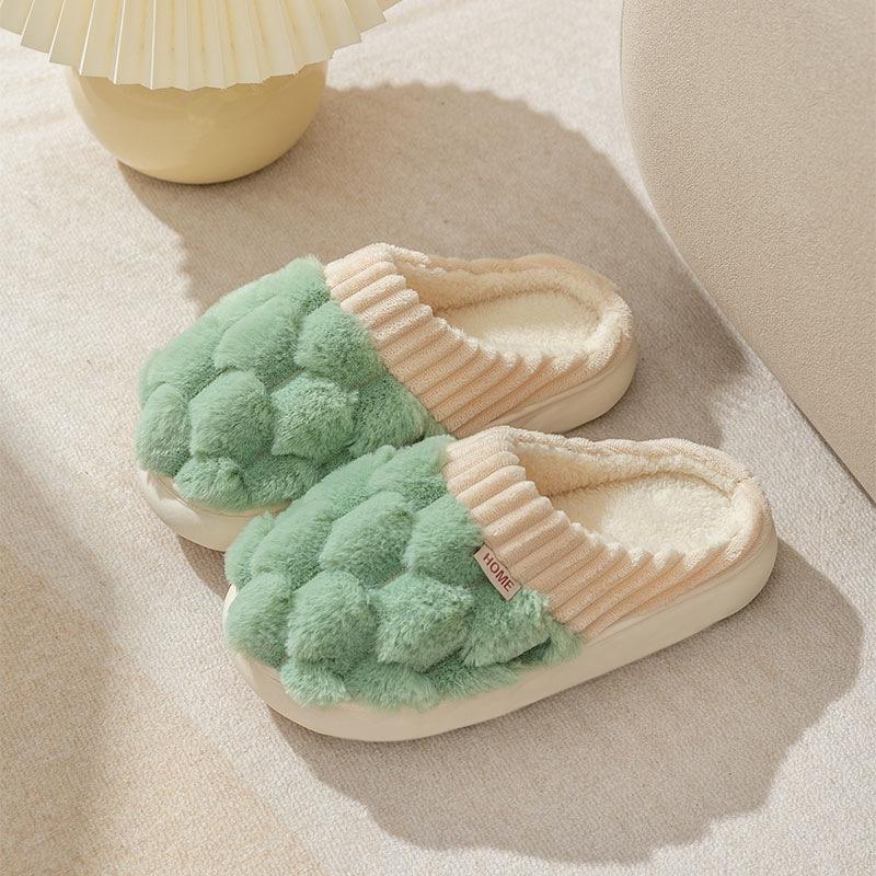 Cixi Cotton Slippers Season Couple Home Indoor Confinement Shoes Non-slip Warm Plush Cotton Slippers