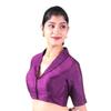 Women’s Solid Collar Neck Readymade Saree Blouse | Front Open Non Padded | Half Sleeve Art Silk Blouse