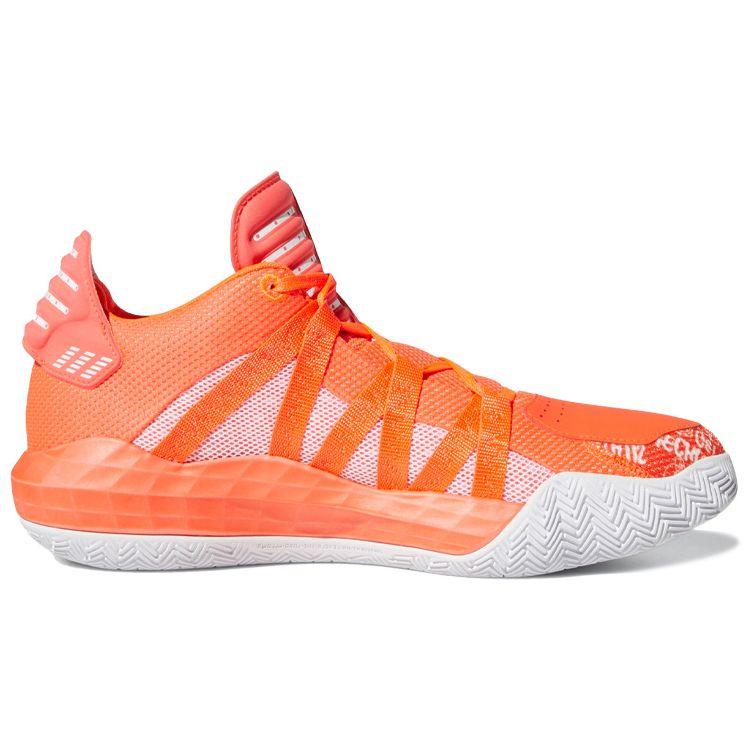 Adidas D Lillard 6 Comfortable Versatile Cushioning Low Top Basketball Shoes Men Sneaker Orange White EH2440