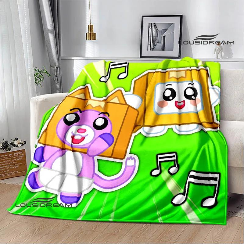 Lankybox Foxy Boxy cute Printed blanket picnic blanket Flannel Warm blanket Soft Cozy Blanket Home travel blanket Birthday Gift