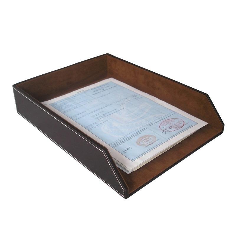 Leather A4 Paper Tray File Tray File Box Business Document Box Office Supplies