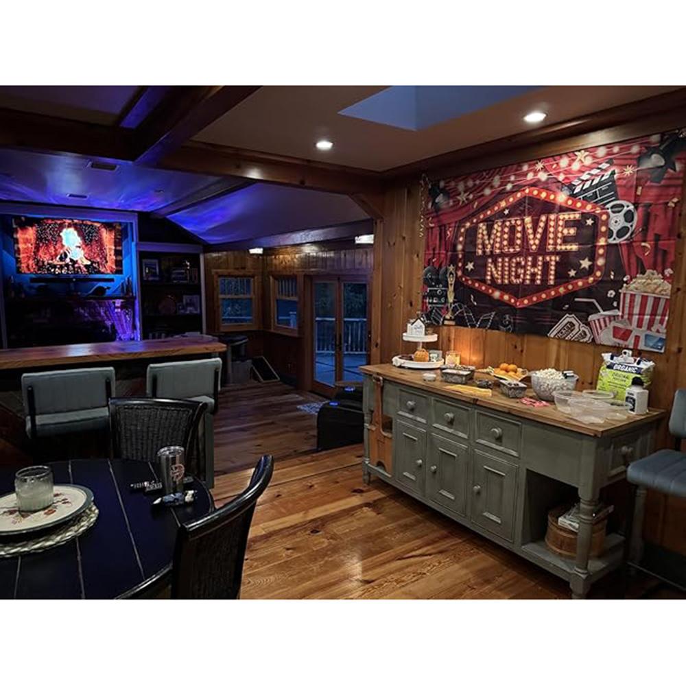 Movie Night Theme Party Decoration Above Table Banner Happy Birthday Backdrop for Dance Prom Photography Background Ball Poster