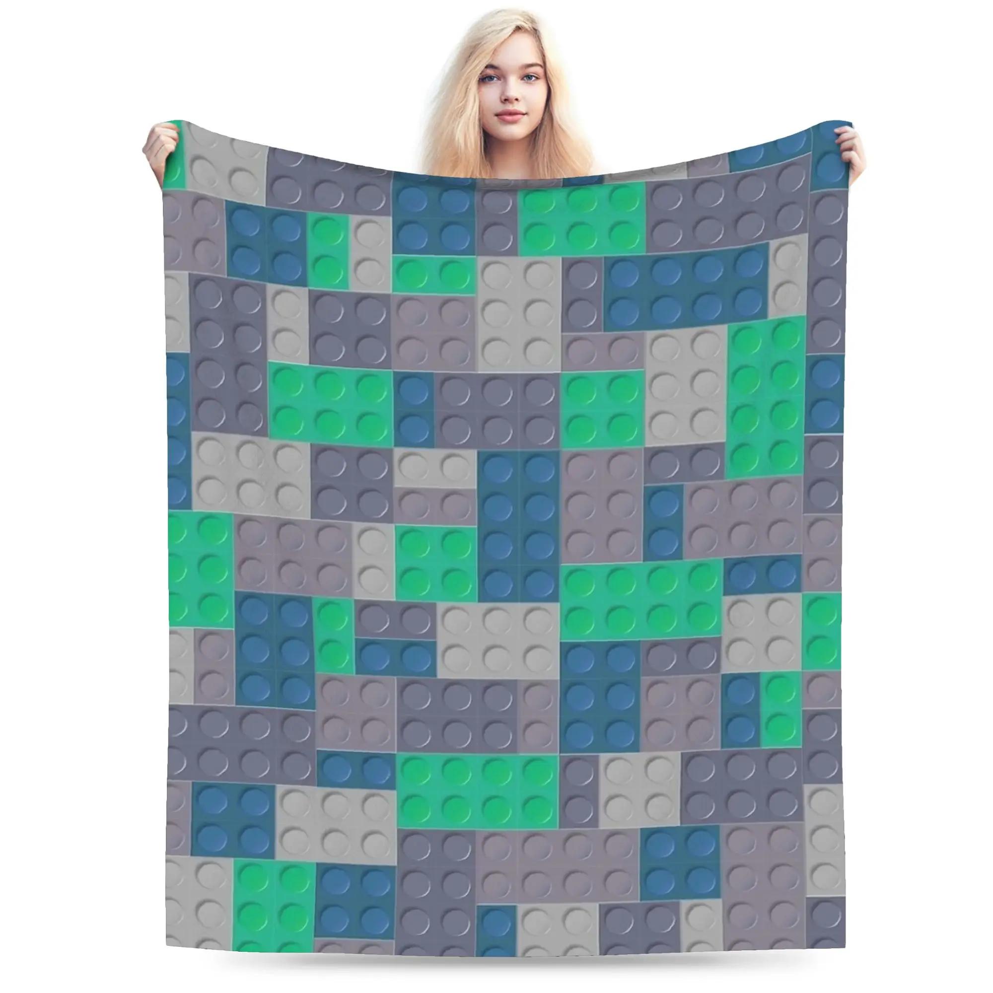 Colorful Building Blocks Plush Throw Blanket for Adults  Soft Flannel Sofa Couch Cover Bedspread for Bed Decorative Home Gift 100x150cm