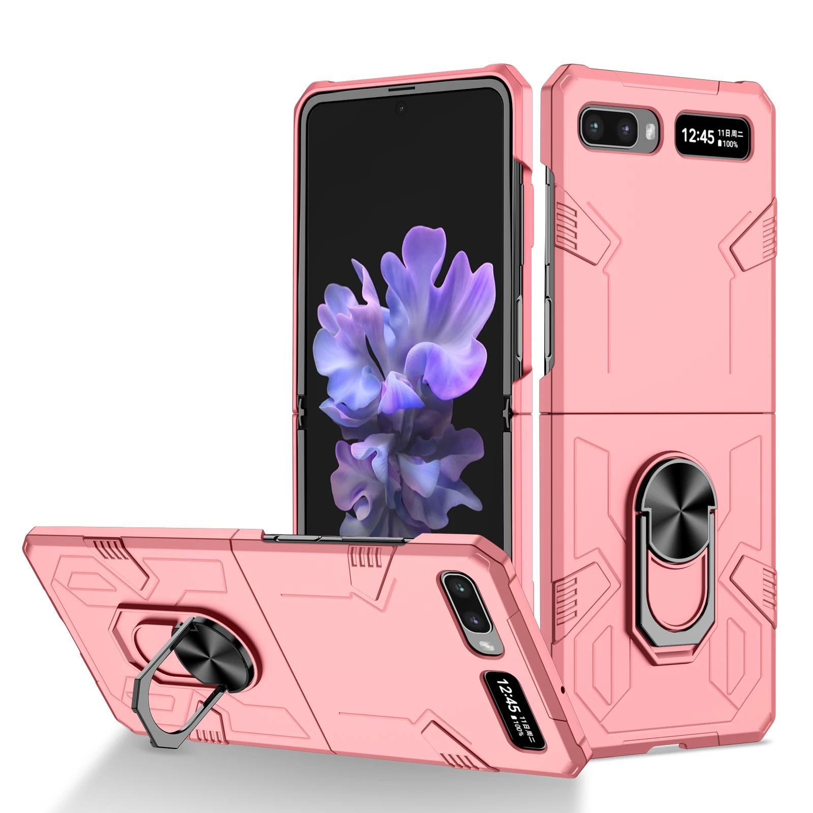 

for samsung z flip 2 3 4 5 flip5 flip1 flip3 Metal Ring Hard Case for Samsung Galaxy Z Flip 2 Flip2 Shockproof Protection Funda for Samsung Z Flip 5 розовый