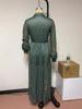 Women's Long Sleeve Printed Maxi Dress Shirt Collar Overalls Long Skirt