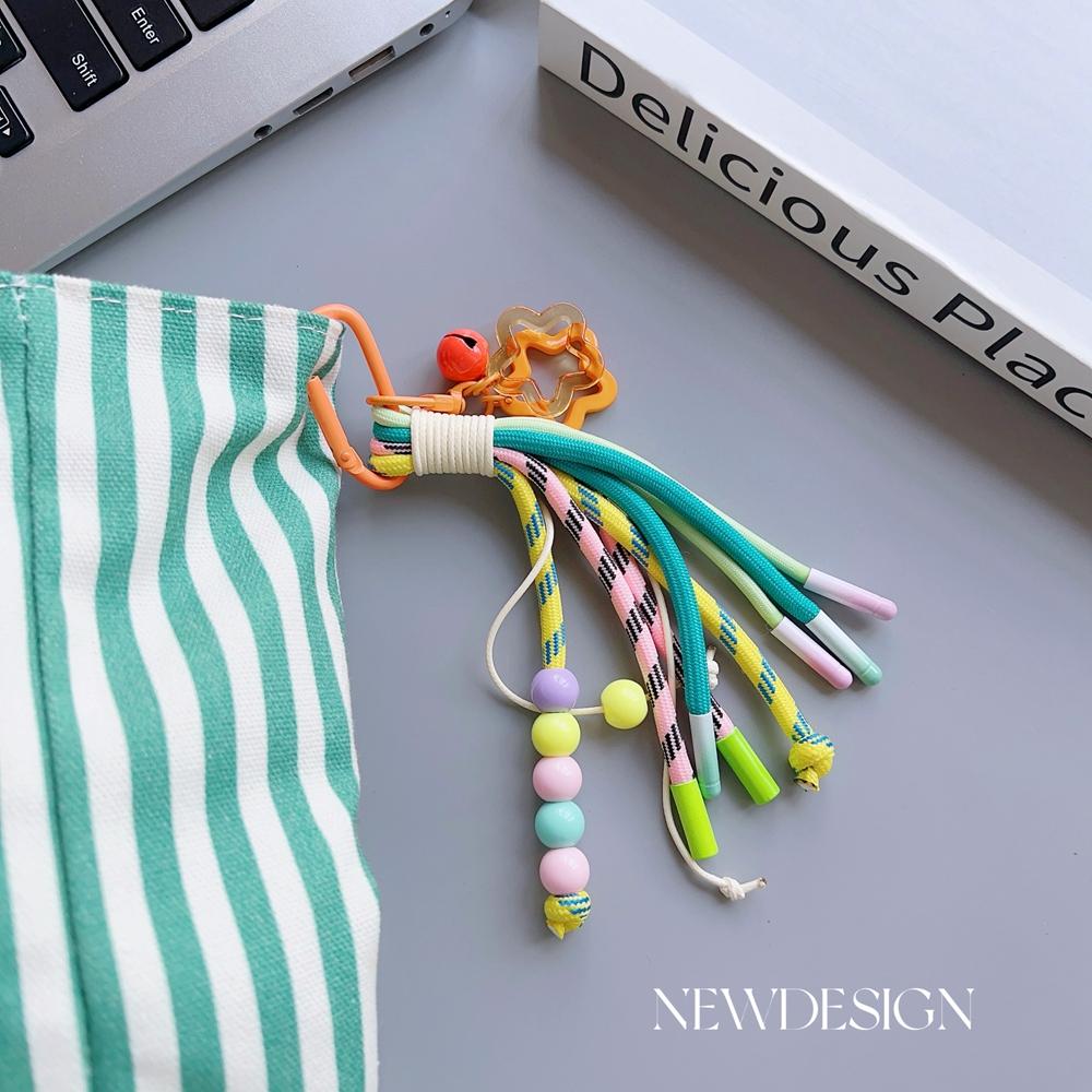 Nueva Correa de Cordón Trenzado Universal para Teléfono Móvil Cadena Colgante de Estrella Linda Anillo de Cadena Cordón con Parche Correa de Muñeca Teléfono Móvil Desmontable