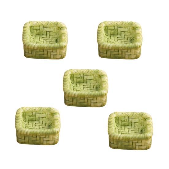 5 Pcs Mini Resin Rattan Basket Miniature Storage Holder Realistic Simulation Basket Dollhouse Accessories for Crafts Dollhouse Fairy Garden Decor