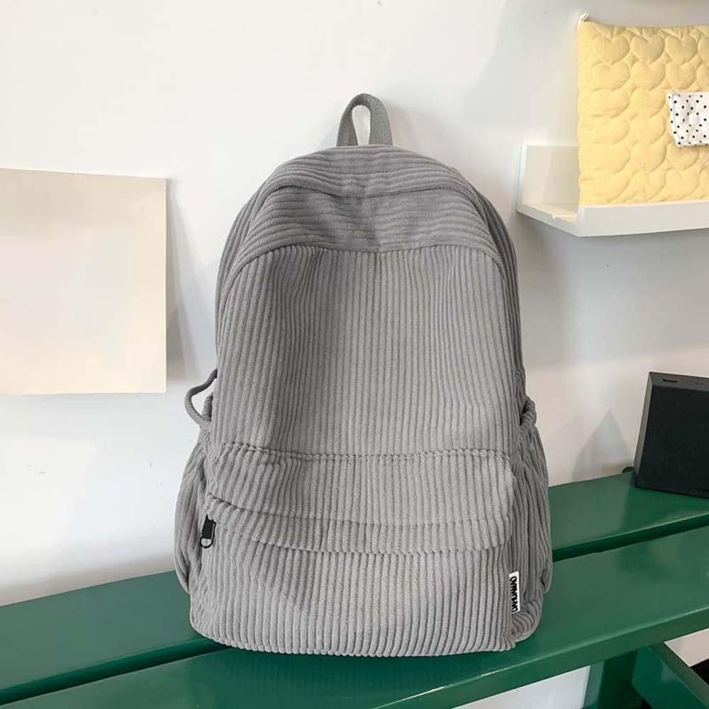 Lehký manšestrový batoh Velká kapacita Přenosný Jednobarevný Školní taška Nastavitelný Japonský styl Ležérní Studentský denní batoh