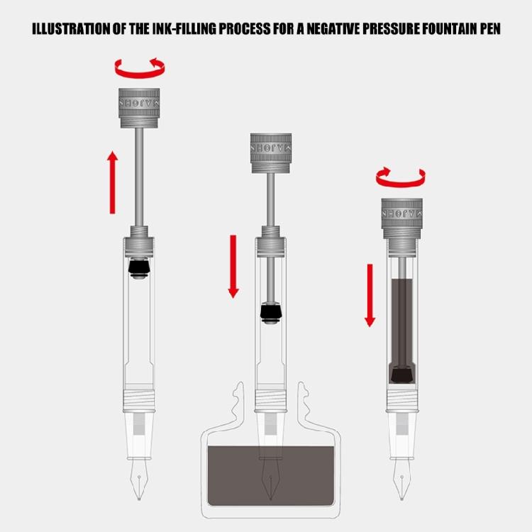 Office Study Fountain Pen Vacuum Filling Clear Ink View Body Stainless Steel Nib Option for Smooth Efficient Writing