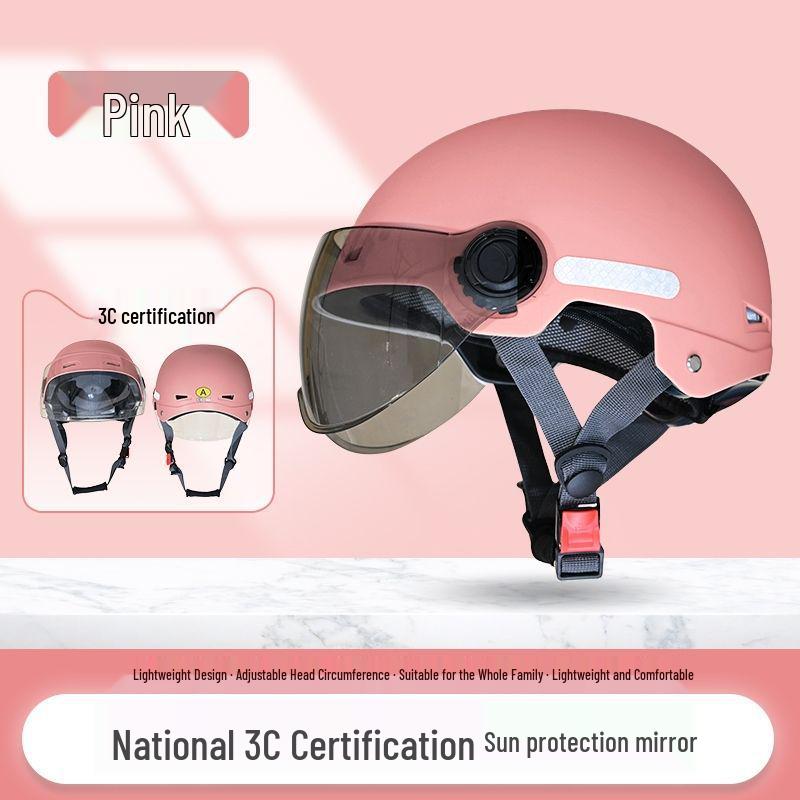 

Electric Vehicle Approved 3C Unisex Helmet, Lightweight, Adjustable, All-Season Black Short Lens [Sunscreen]