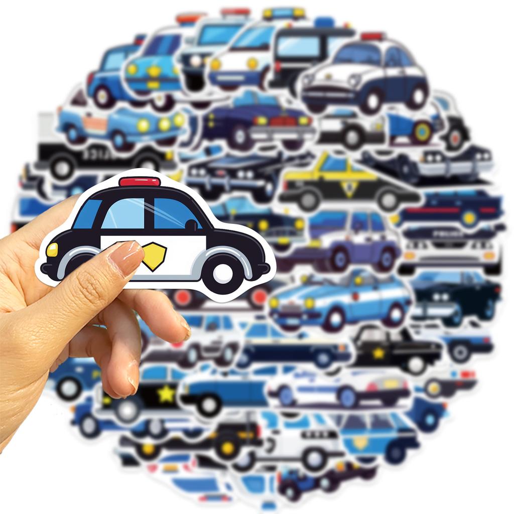 50 Cartoon Police Car Graffiti Stickers Decorate Guitar Notebook Suitcase DIY Waterproof Stickers