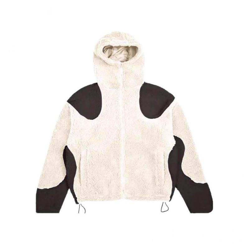 Unisex Streetwear mikina s kapucí na zip s 3D potiskem, patchwork design, volný střih, směs bavlny