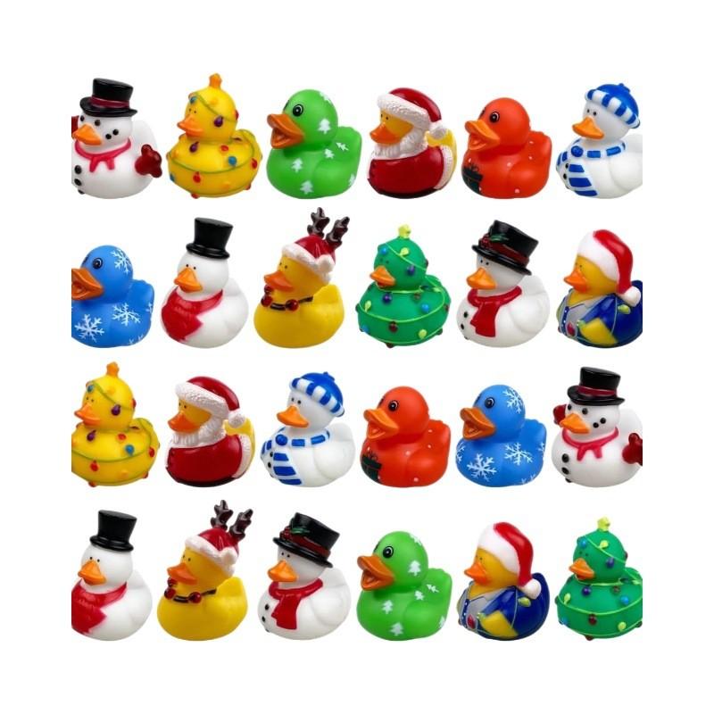 Christmas Kids Bath Toys Set With Squeaky Rubber Ducks For Holiday Play