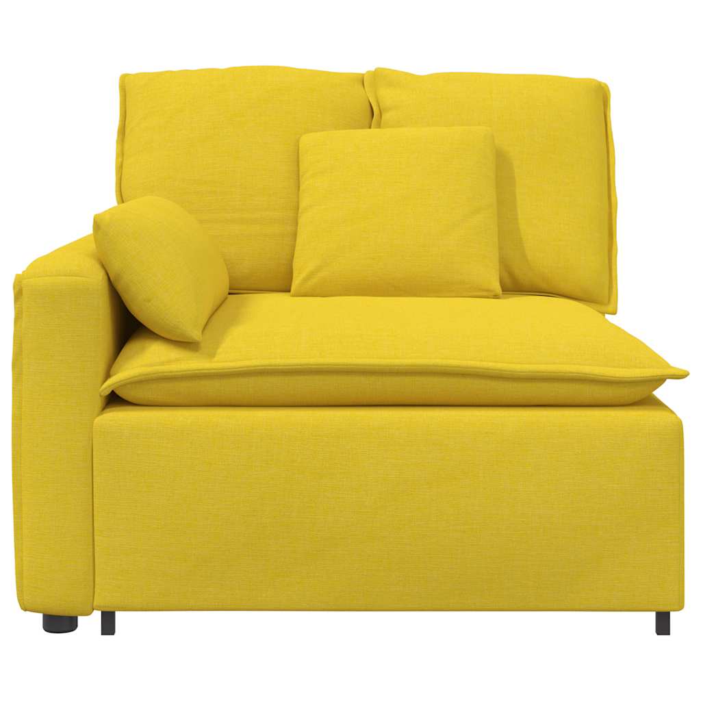Modular Sofa End Module with Armrest and Cushions Light Yellow 100 Cm