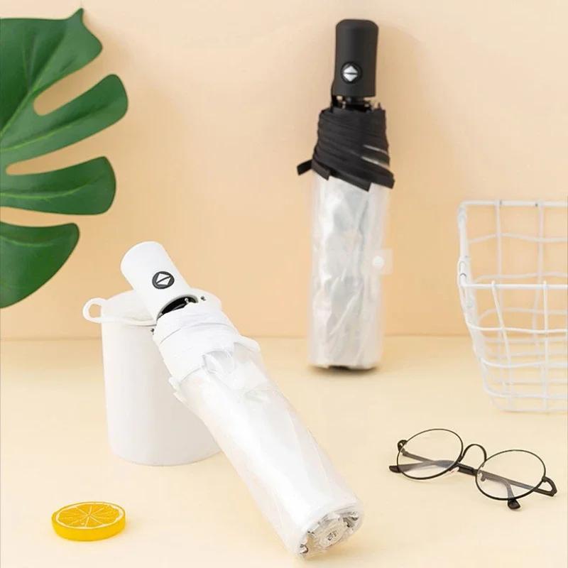 8-bone Transparent Umbrella with Automatic Folding Thick and Sturdy Clear Umbrella Light Travel Umbrella Elegant Rain Gear