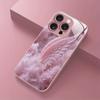 Angel Wing Design Unique Pink Metal Paint Glass Phone Case For iPhone 11 12 13 14 15 16 17 Pro Max 15 14 Plus 17 Air 16E Cover
