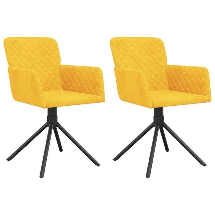 VidaXL Chaises pivotantes de salle à manger 2 pcs Jaune Velours 344797