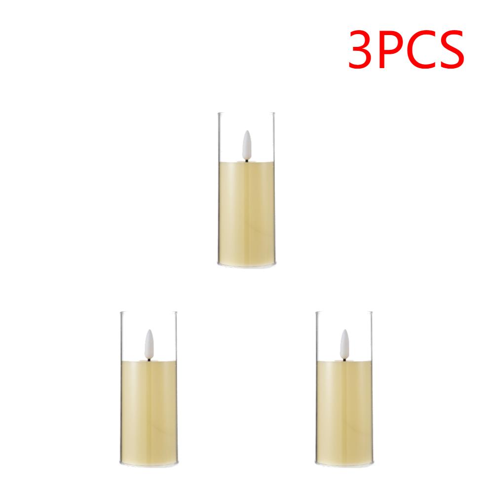 Led Electronic Candles Light Flameless Battery Operated Flickering Lamp Clear Acrylic Glass Battery Powered Wedding Party Christ