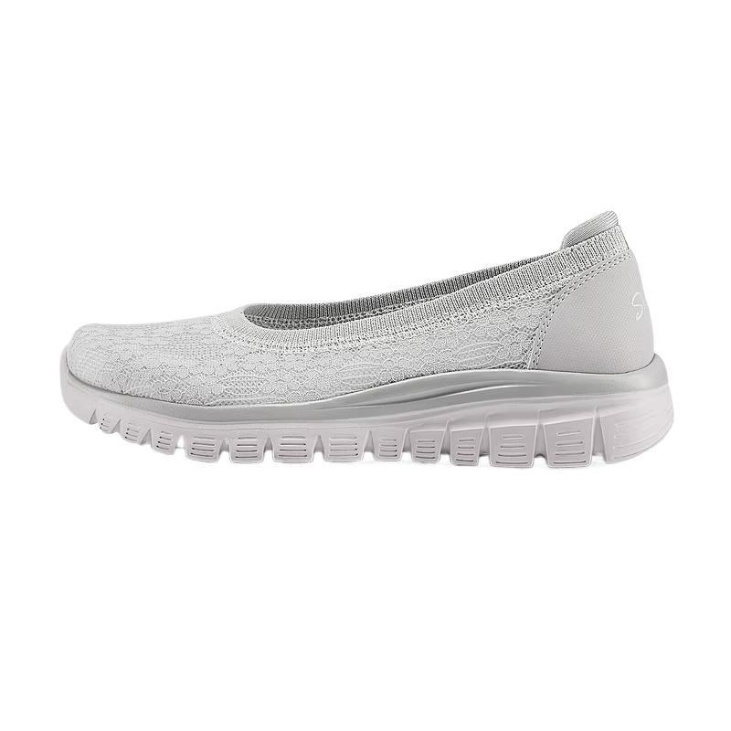 Skechers Women Mesh Synthetic Leather Slip-On Casual Shoes 100961-LTGY 36