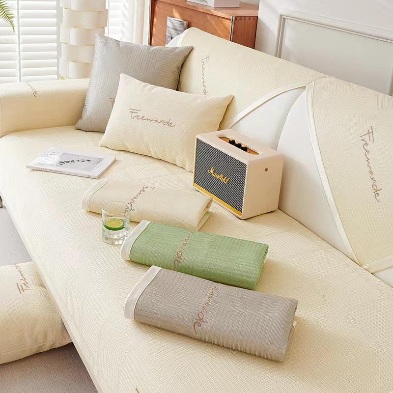 New Summer Ice Silk Mat Sofa Cushion Washable Non-Slip Seat Cushion Simple Sofa Cover Cloth Towel