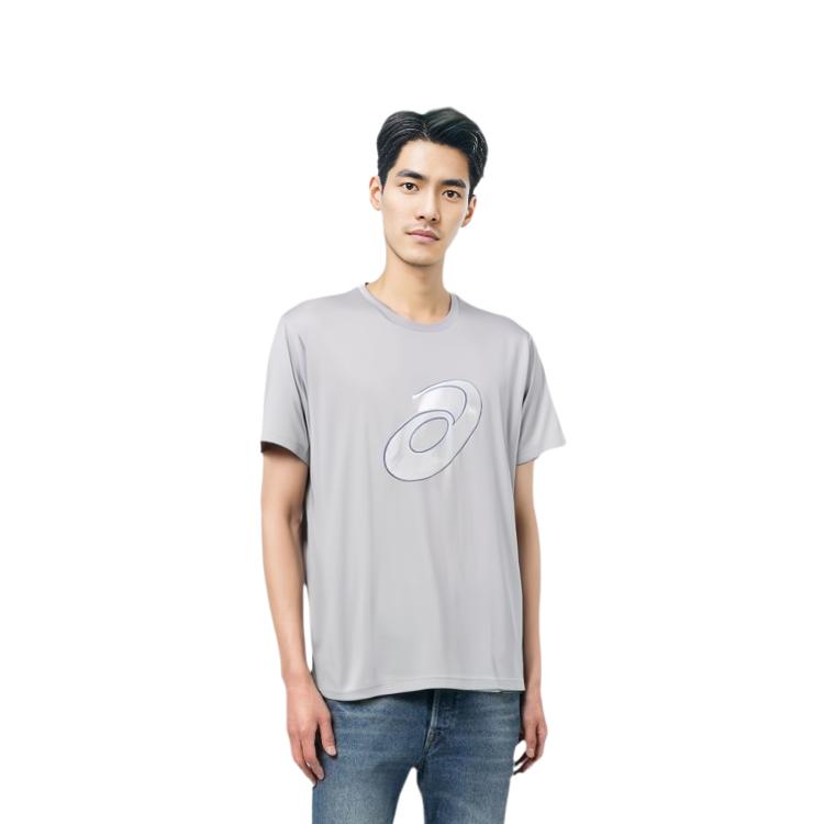 ASICS T Shirts Men's Gray Crew Neck Moderate 2011D076-020