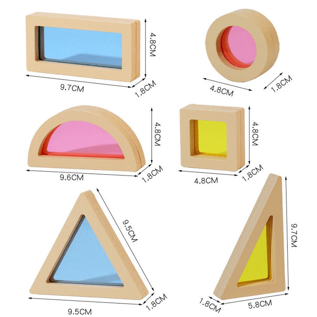 24Pcs Wooden Stacking Building Blocks Geometry Sensory Toy Colorful Color Early Learning Toy for Parent and Child Game