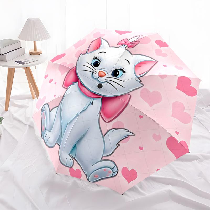 1pc Adorable Marie Cartoon Umbrella, Portable 3-Fold Compact Umbrella, Suitable for Camping, Hiking and Travel, Ideal Easter Birthday Gift f