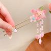 Ancient Style Peach Blossom Hairpin Vintage Chinese Headwear Sweet Antique Fringe Hairpin  Women